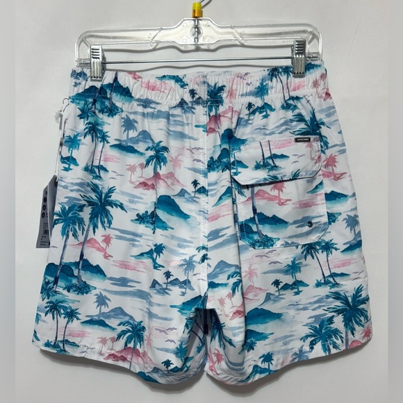VINTAGE SUMMER 4-Way Stretch Volley Swim Trunk Shorts Tropical Men’s Medium NWT - Picture 2 of 12